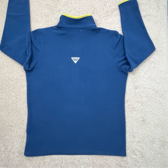 Columbia PFG Shirt Medium Blue Half Snap Fleece Pullover Fishing Outdoor Men - Picture 14 of 15